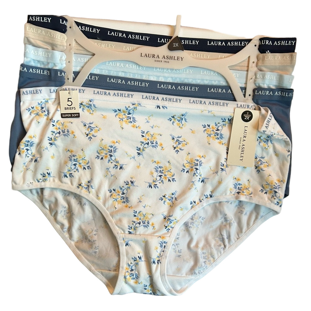 Laura Ashley Woman’s 5-Pack Underwear Floral & Solids 1X & 2X